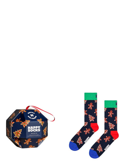 Happy Socks 1 Pack Gingerbread Cookies Socks Gift Set   Navy   41 46