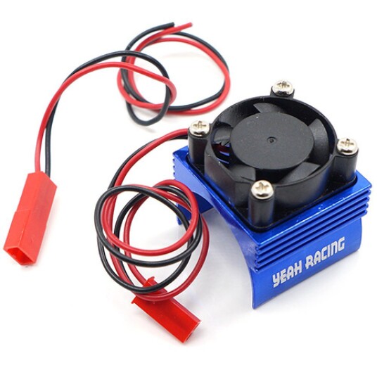 Yeah Racing Aluminum 380 Motor Heat Sink w/ Cooling Fan Blue Yeah Racing Aluminum 380 Motor Heat Sink w/ Cooling Fan Blue