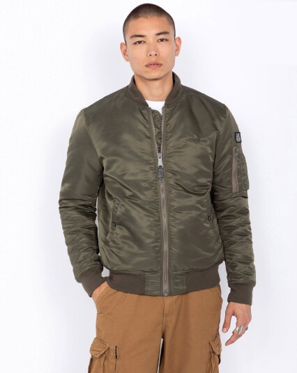 Schott Recycled Nylon MA-1 Bomber Jacket Grønn, Beige