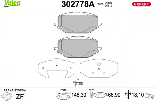 VALEO 302778A Bremseklosser