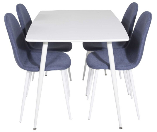Venture Design Polar & Polar spisegruppe Hvit/blå 4 st stoler & bord 120 x 80 cm