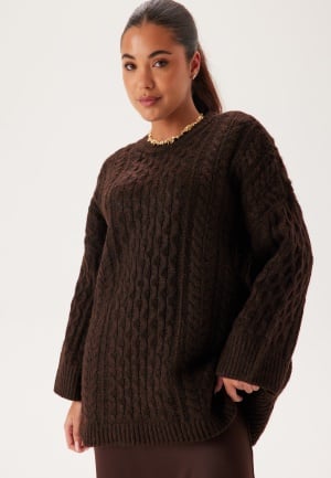 VILA Vikaia L/S OVERSIZE CABLE KNIT Coffee Bean L VILA Vikaia L/S OVERSIZE CABLE KNIT Coffee Bean L