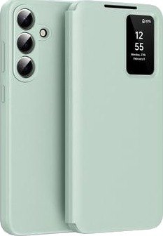 Samsung Galaxy S26 FE Smart Clear View Flip-etui med kortspor - lysegrønn