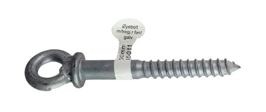 CAL Øyebolt fast m/ tregjenger - Galvanisert stål - 12x100 mm