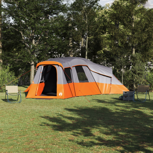 Familietelt med tak Grå og Oransje 762 x 655 x 218 cm taft Familietelt med tak Grå og Oransje 762 x 655 x 218 cm taft