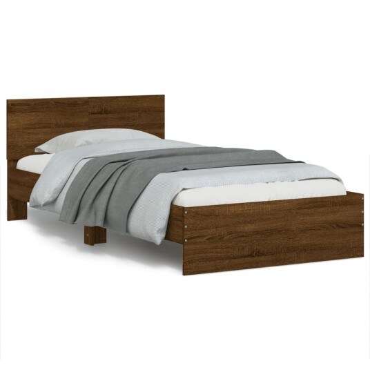 vidaXL Sengeramme med hodegavl brun eik 100x200 cm konstruert tre 8721012239739