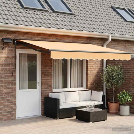 vidaXL Manuell markiseramme med LEDs sand 4 × 3,5 m