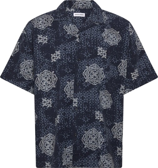 Jack & Jones Jjalfredo Slub Resort Shirt Ss   Navy   S