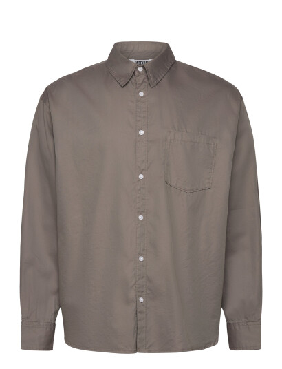 Weekday Oversized Cotton Viscose Shirt - Grey - S