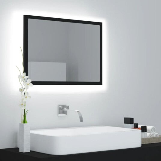 vidaXL LED-badespeil svart 60x8,5x37 cm akryl vidaXL LED-badespeil svart 60x8,5x37 cm akryl