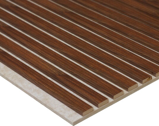 Akustikkpanel Lundbergs Harmoni Beige Filt 2590x615x20 mm Valnøtt
