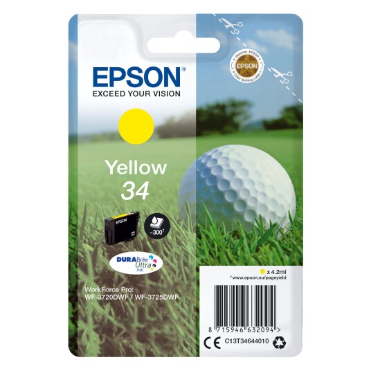 Epson T3464 Y blekkpatron - C13T34644020 Original - Gul 4,2 ml