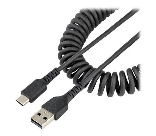 StarTech Coiled USB A til USB C Kabel 1m - Holdbar Aramid Fiber Svart