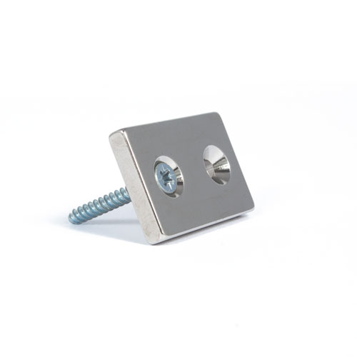 SuperMagneter Magnetplate 30 X 20 X 4 Mm Med To Festehull   Kraftige Platemagneter