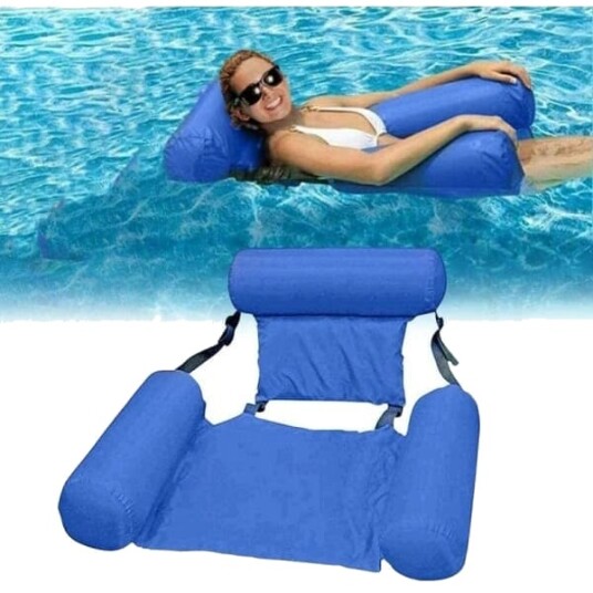 Oppblåsbar vannhengekøye flytestol med ryggstøtte PVC polyesterstoff for avslapning i basseng og på strand 120 x 100 cm