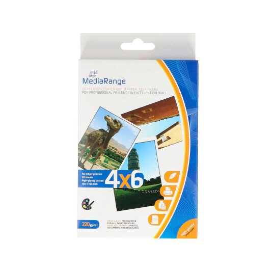 MediaRange Fotopapir 10x15cm 220g glanset 50 ark MediaRange Fotopapir 10x15cm 220g glanset 50 ark