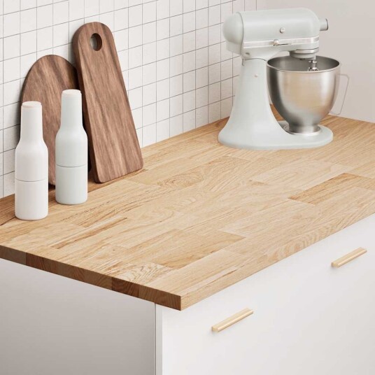 Kjøkken benkeplate rektangulær 120x63,5x2,7 cm heltre eik