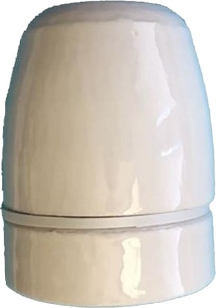 Fatning E27 I Porcelæn,Hvid Med Glat Overflade Og 10Mm. Nippel
