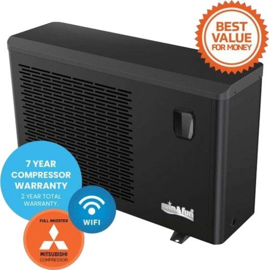 Swim & Fun Varmepumpe inverter 13,5 kW til basseng med wifi-styring Swim & Fun Varmepumpe inverter 13,5 kW til basseng med wifi-styring