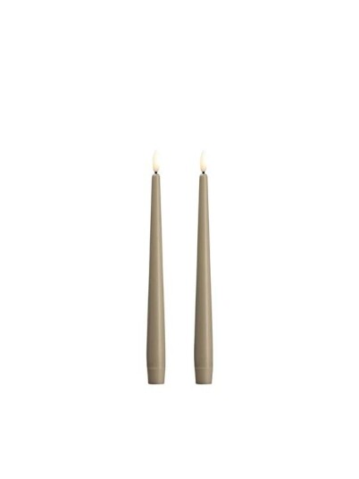Moods & More LED taper candle   Slim   Kit grey   23x250 mm   2 pcs