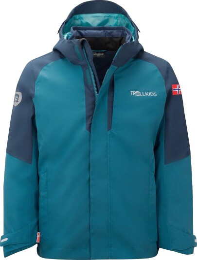 TrollKids Kids Skanden 3In1 Jacket   DARK MARINE/MYSTIC BLUE/ARCTIC BLUE   128