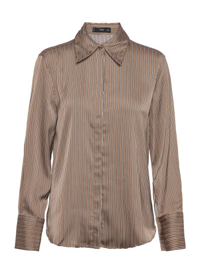 Mango Satin Striped Shirt   Brown   L