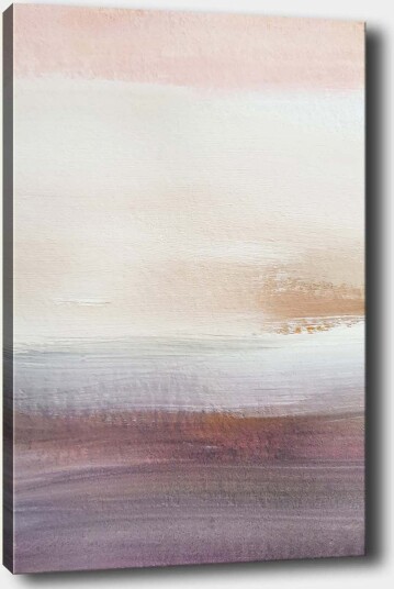 Lerretsbilde 70x100 cm Abstrakt landskap med myke fargeoverganger i pastellfarger Lys rosa / Beige / Lilla