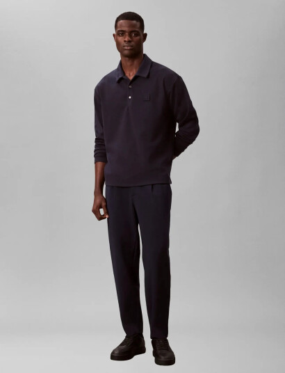 Calvin Klein Slim Tapered Knit Pleated Pant - Navy - XS