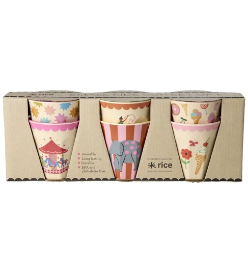 Rice Fun Fair Print Pink Melamine Kopper Small 6 Pakke