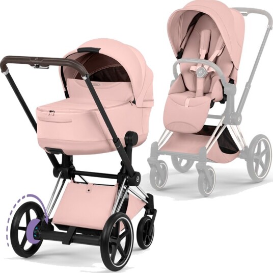Cybex ePriam Style Collection Komplett Barnevogn New Generation Chrome/Peach Pink