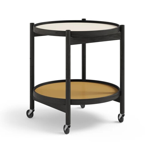 Brdr. Krüger Bølling Tray Table model 50 rullebord sunny, sortlakkert eikestativ