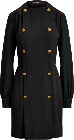 Lauren Ralph Lauren Double Breasted Georgette Dress Black 34 Lauren Ralph Lauren Double Breasted Georgette Dress Black 34