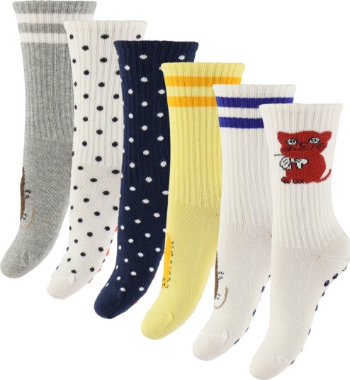 Mini Rodini Kitten 6 Pack Anti Slip Socks Multi/patterned 28/31 Mini Rodini Kitten 6 Pack Anti Slip Socks Multi/patterned 28/31