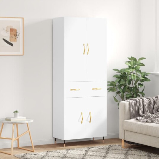 vidaXL Highboard hvit 69,5x34x180 cm konstruert tre 8720845475512