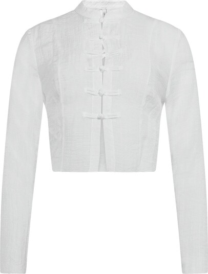 Mango Semi Transparent Textured Georgette Blouse White XS