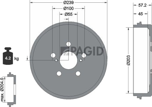 Bremsetrommel PAGID 61494N Bremsetrommel PAGID 61494N