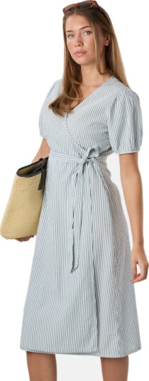 Seaside Marina Seersucker Wrap Dress W