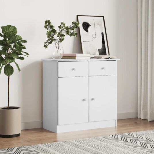 vidaXL Skjenk ALTA hvit 77x35x73 cm heltre furu vidaXL Skjenk ALTA hvit 77x35x73 cm heltre furu
