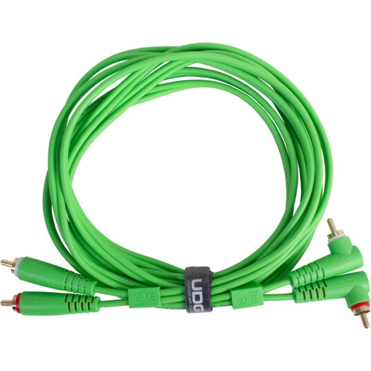 UDG Gear Lydkabel 2x Rca - 2x Vinkel Rca Green 3m