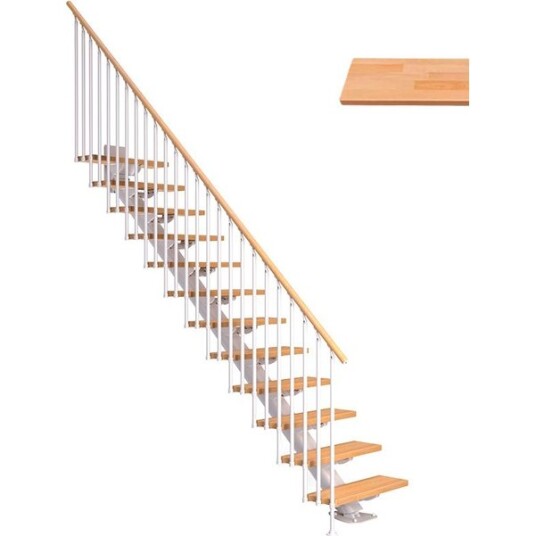 Dolle Sydney Rett Trapp Hvit 9016 classic Iii oljet Bøk 75 11 Loddrett Høyde 222 270cm Dolle Sydney Rett Trapp Hvit 9016 classic Iii oljet Bøk 75 11 Loddrett Høyde 222 270cm
