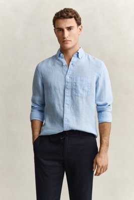 GANT Reg Gmnt Dyed Linen Shirt Blue XXL