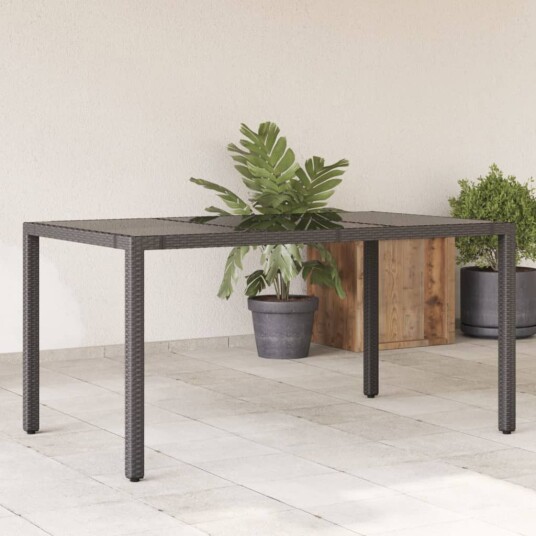 Hagebord med glassplate svart 150x90x75 cm polyrotting 365589