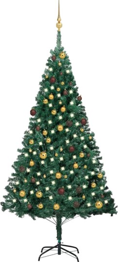 vidaXL Kunstig juletre med LED og kulesett i grønn 210 cm PVC vidaXL Kunstig juletre med LED og kulesett i grønn 210 cm PVC