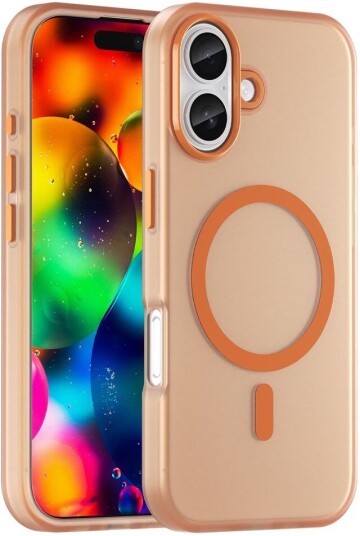 EIDERWOOD iPhone 17 Hybrid Plast Deksel – MagSafe Kompatibel – Matt Gjennomsiktig / Oransje