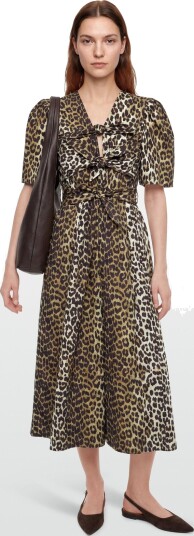 Ganni Printed Cotton Dress Brown 34 Ganni Printed Cotton Dress Brown 34