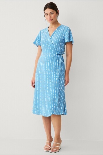 Vila   Omslagskjole viLovie S/S Wrap Midi Dress   Blå