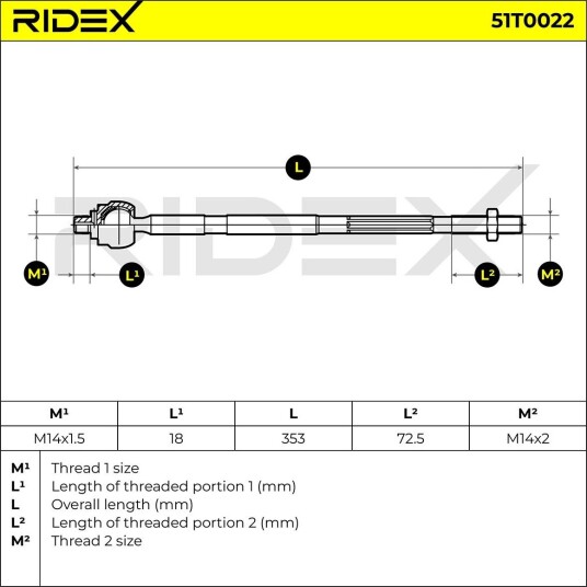 RIDEX 51T0022 Aksialledd, parallellstag