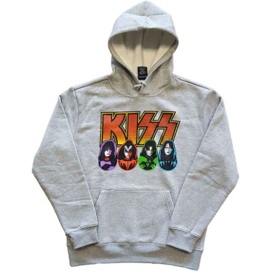 Kiss KISS Unisex Pullover Hoodie: Logo Faces & Icons Grey