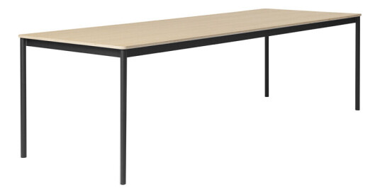 Muuto Base spisebord oak, sort stativ, plywoodkant, 250 x 90 cm