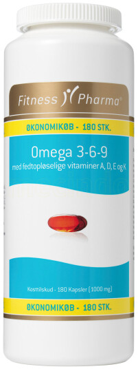 Fitness Pharma omega 3-6-9 med A, D, E og K-vitamin 180 Kapslar Fitness Pharma omega 3-6-9 med A, D, E og K-vitamin 180 Kapslar
